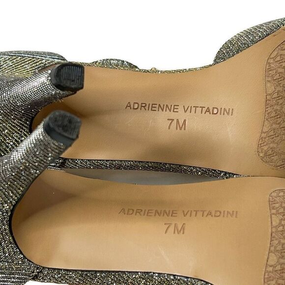 Adrienne Vittadini Gina gold glitter T strap open toe high heels size 7 - Picture 8 of 16